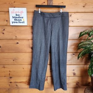 Talbots 💜 Gray Twill Tweed Wool Blend Pant Dress Straight Trouser Petite 12 X29